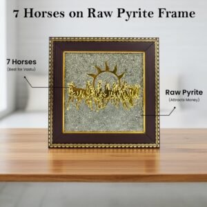 7 Horses on Raw Pyrite Frame